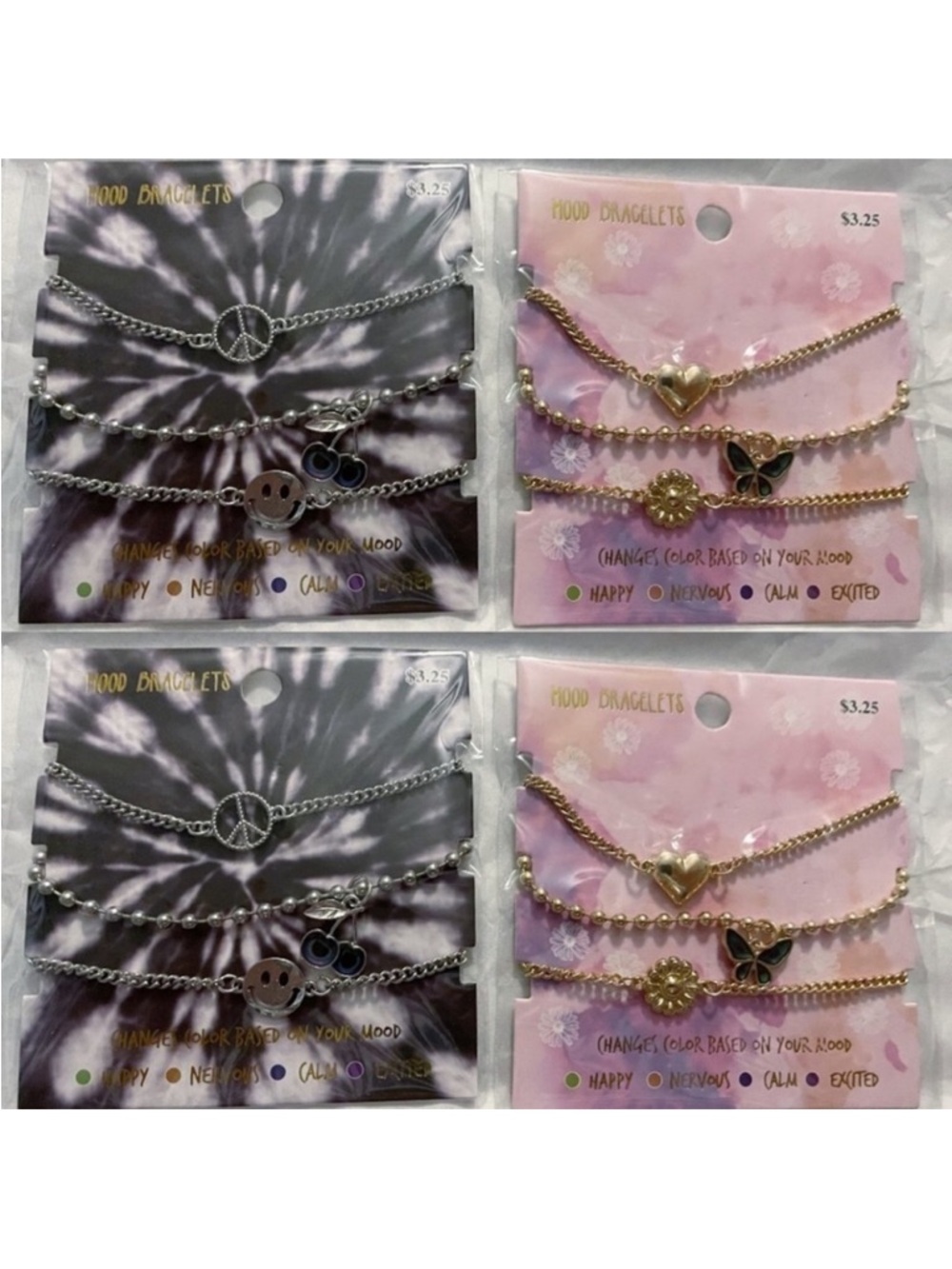 Mood Bracelets Lot of 4 Packs Gold and Silver